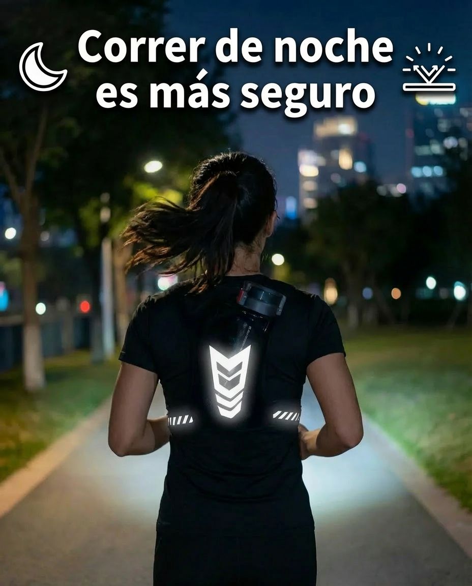 Chaleco Deportivo Porta Celular, Porta Botella y Cintas Reflectantes