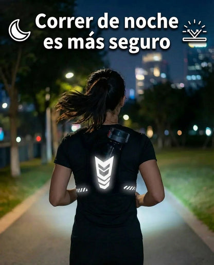 Chaleco Deportivo Porta Celular, Porta Botella y Cintas Reflectantes