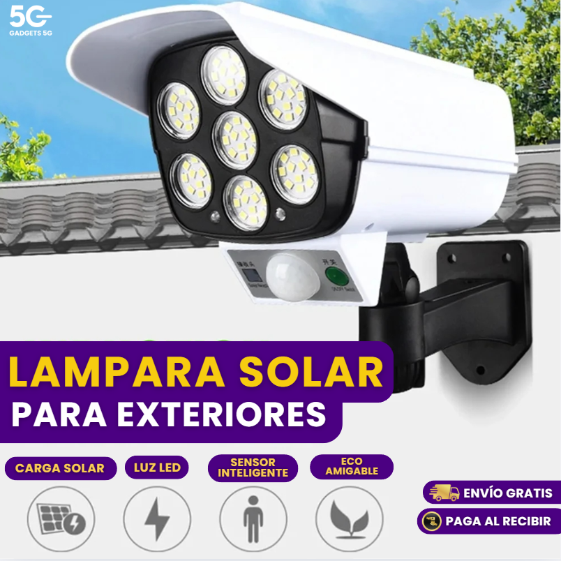 LAMPARA LED SOLAR IMPERMEABLE PARA EXTERIORES CON SENSOR DE MOVIMIENTO+CONTROL REMOTO
