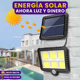 LAMPARA REFLECTOR SOLAR CON SENSOR DE MOVIMIENTO + CABLE DE 5 METROS + CONTROL REMOTO